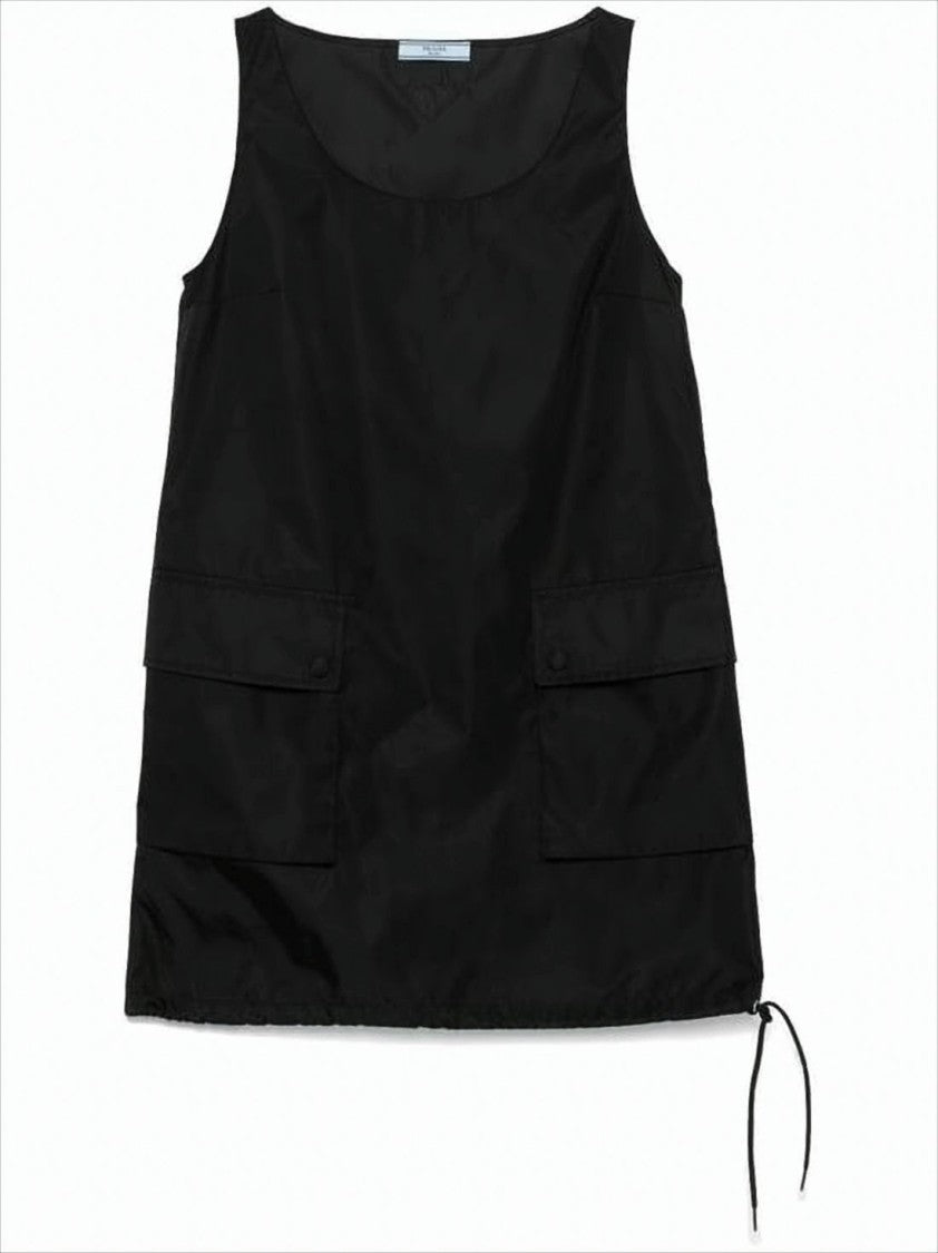 Prada Sleeveless Black Dress With Flap Pockets