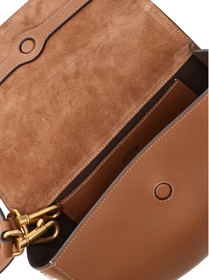 Tod's Brown Leather T-Signature Shoulder Bag