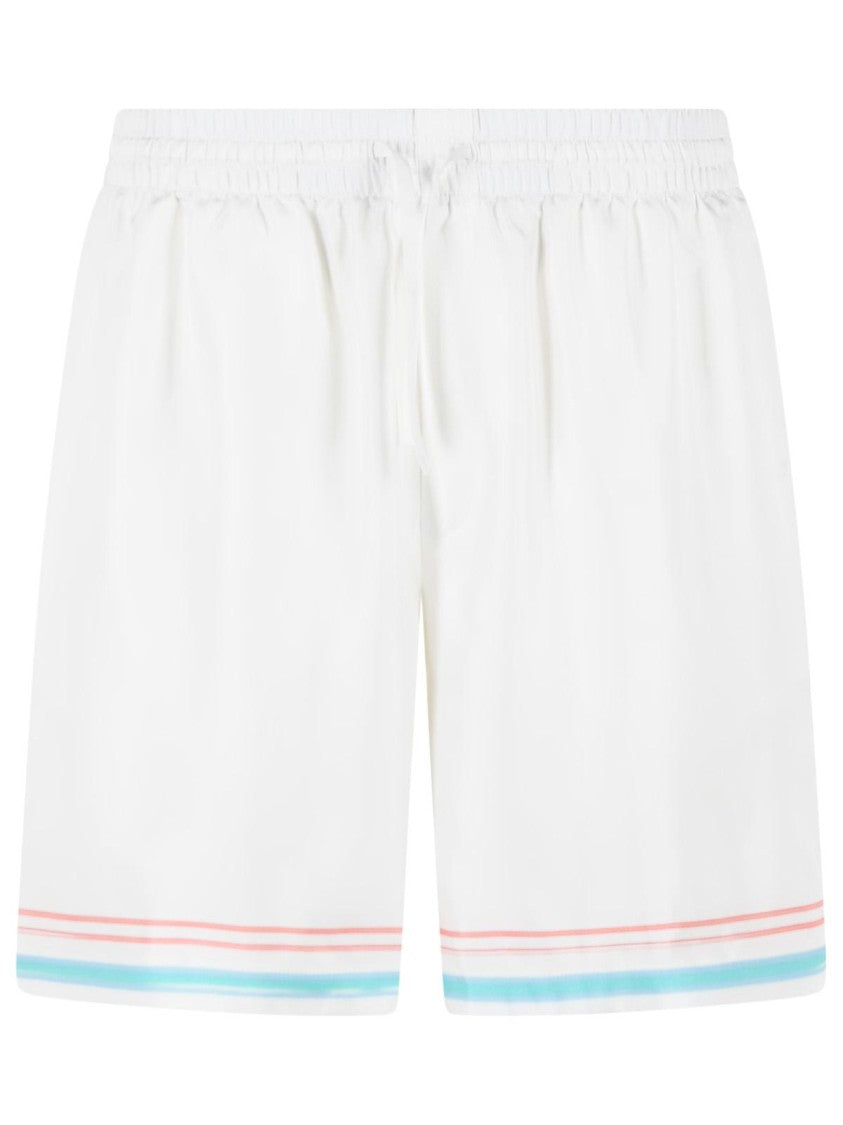 Casablanca 'Dance Joy' White Silk Twill Shorts