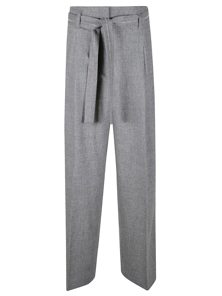 Peserico Wide-Leg Cashmere/Wool Flannel Palazzo Pants