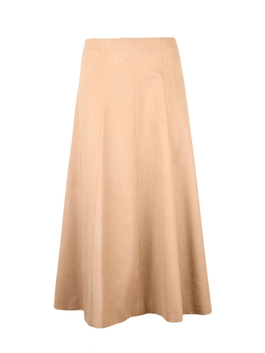 Max Mara Flared Midi Skirt In Luxurious Camel Cloth