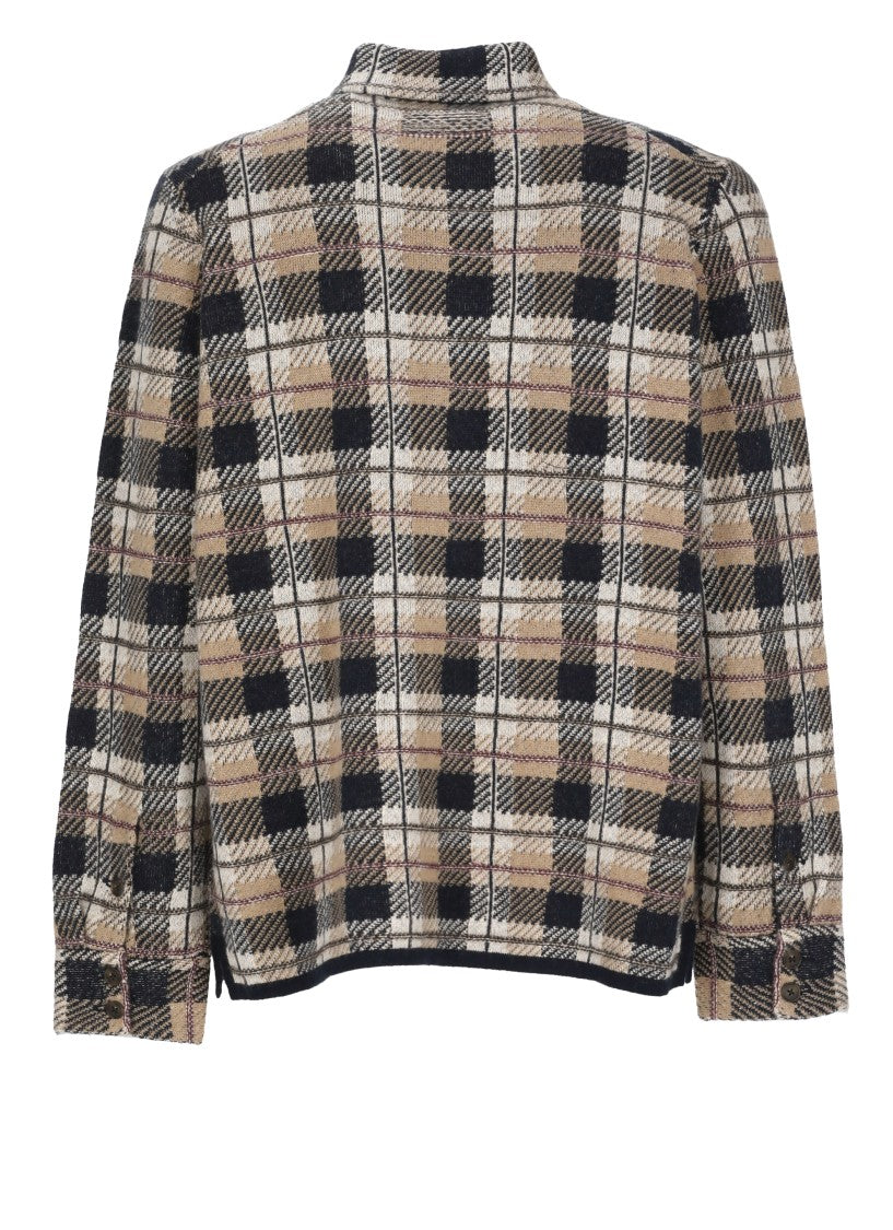 Guest In Residence Beige/Black Checkered Pocket Cashmere Casual Shirt