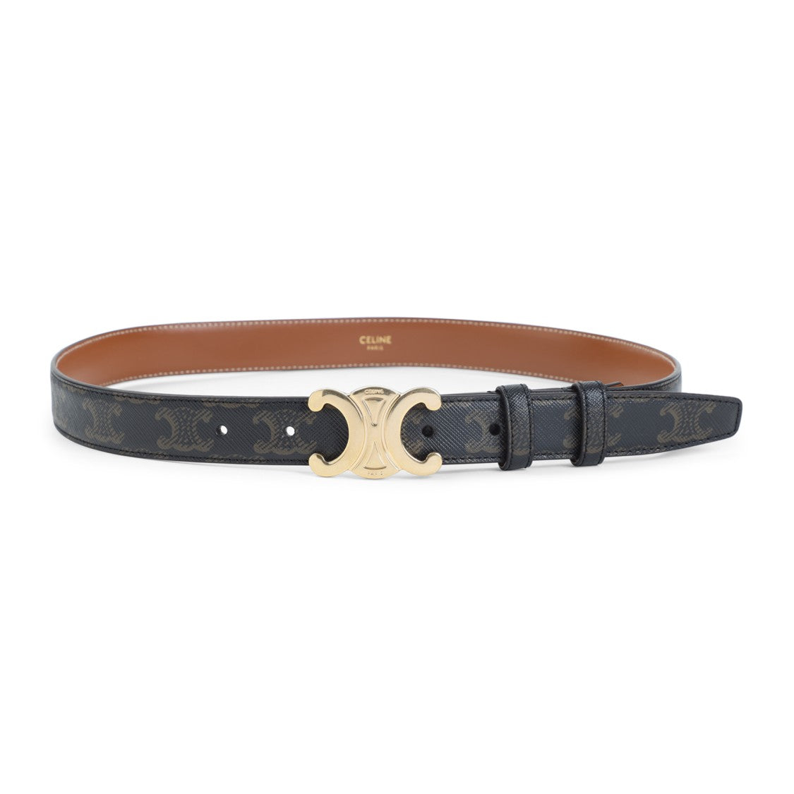 Celine Textured Leather Belt With Gold-Tone Buckle
