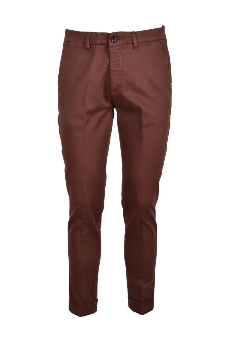 Laboratori Italiani Slim-Fit Brown Trousers With Classic Design And Comfortable Stretch