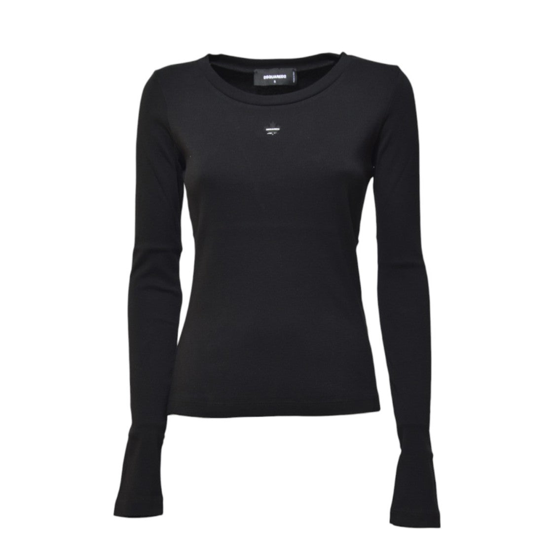 Dsquared2 Maple Leaf Long Sleeve Black Cotton T-Shirt