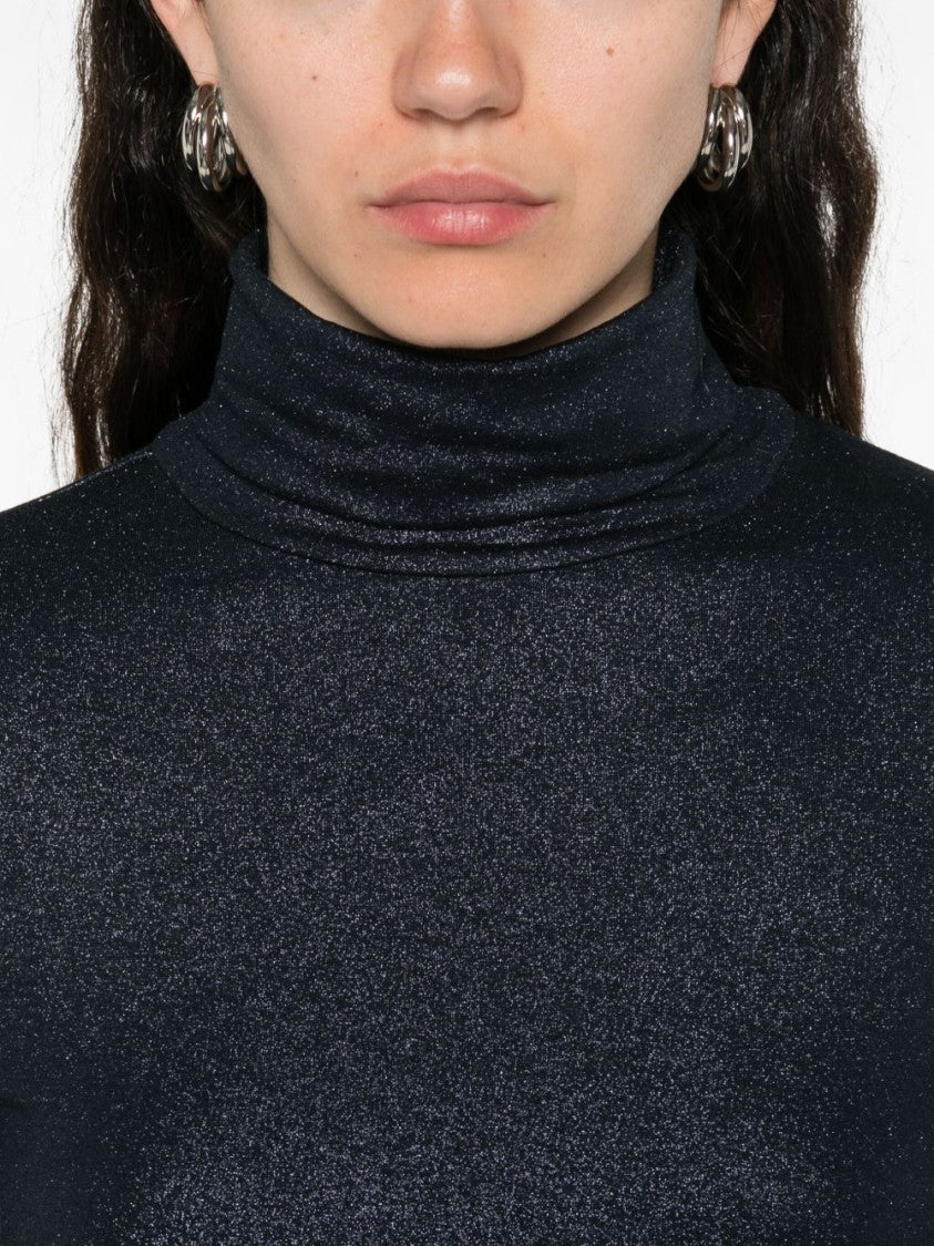 Majestic Filatures High Turtleneck Blue Sweater With Subtle Shimmer