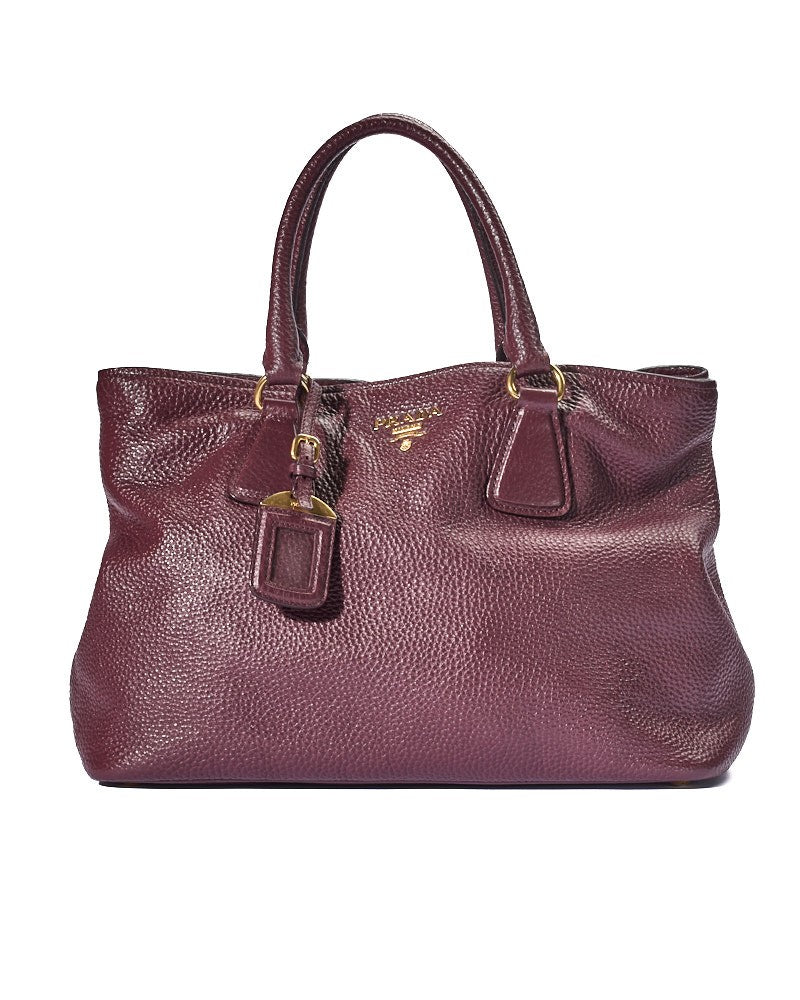Prada Shopper Square Granulata Medium Aubergine