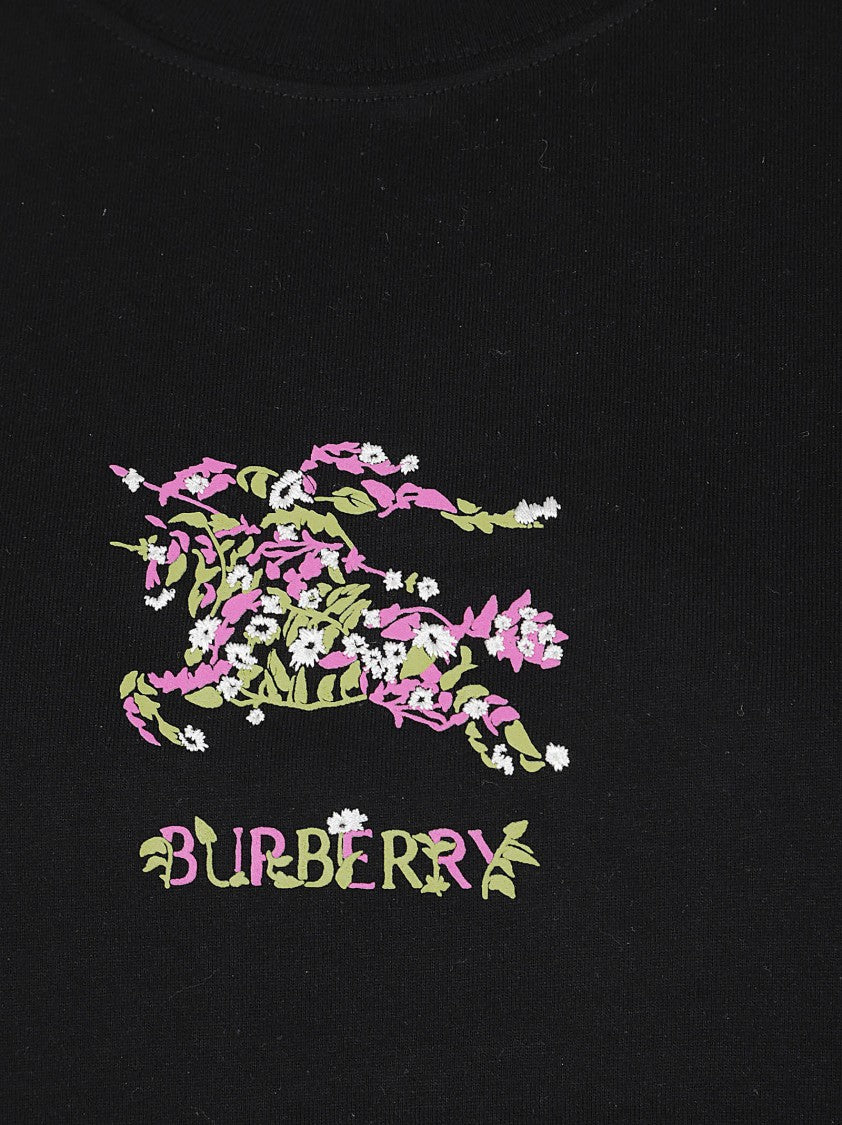 Burberry Floral-Graphic Black T-Shirt With Delicate Accents
