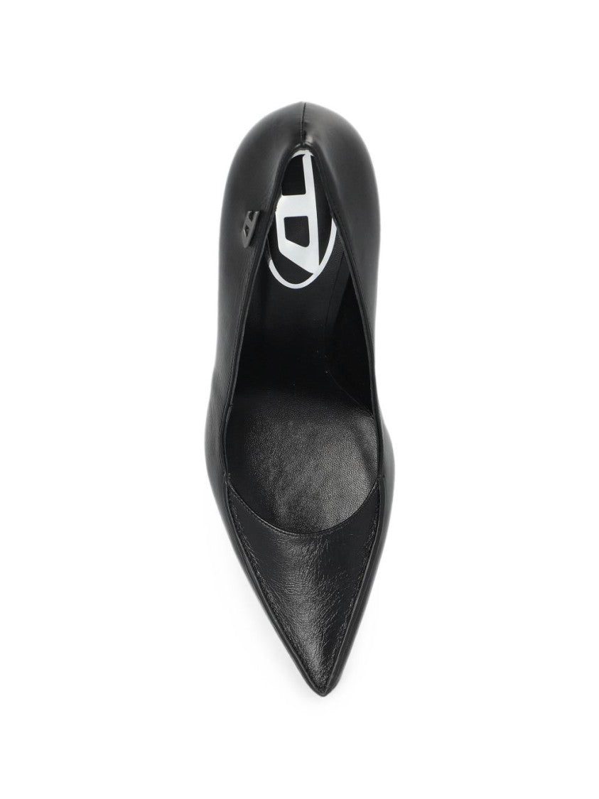 Diesel Black Pointed-Toe Stiletto Silk-Nylon Blend Pumps