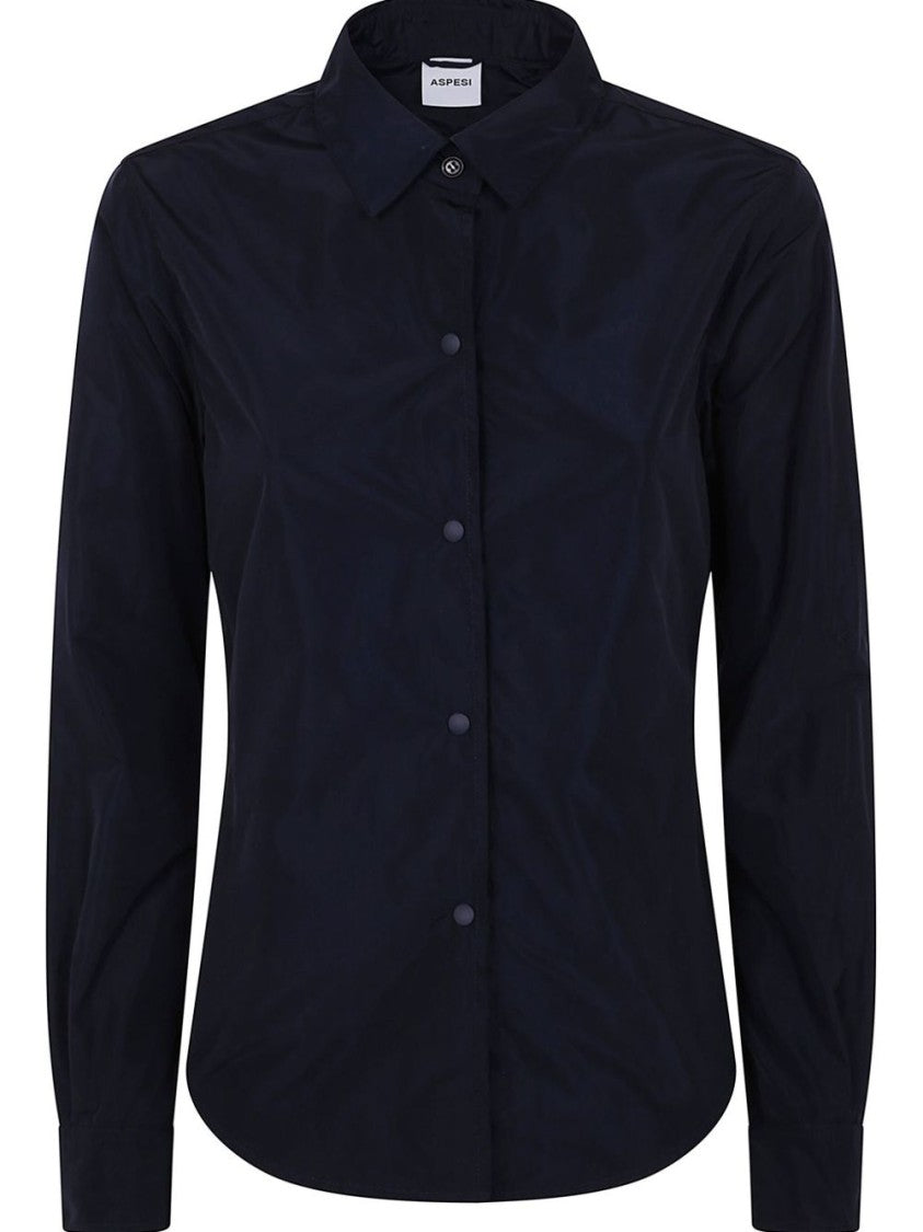 Aspesi Black Slim Fit Hidden Button Shirt