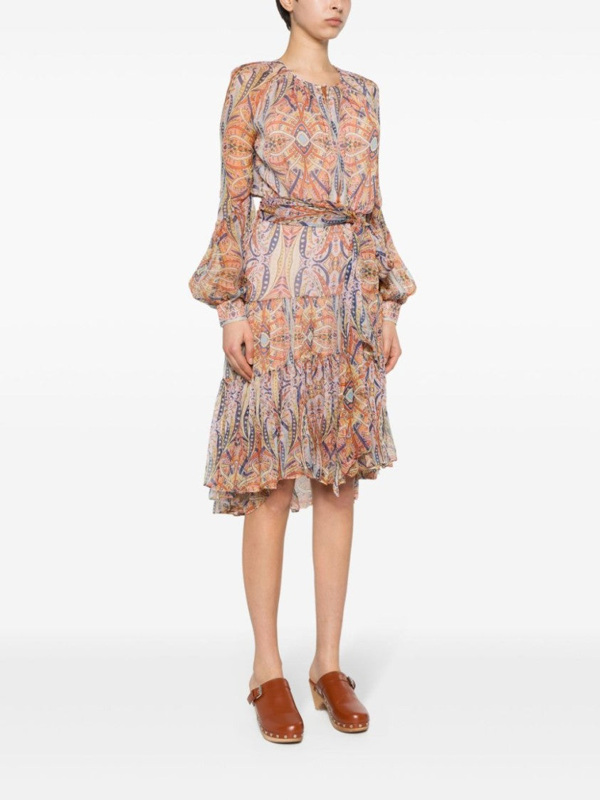 Etro Silk Chiffon Graphic Print Dress