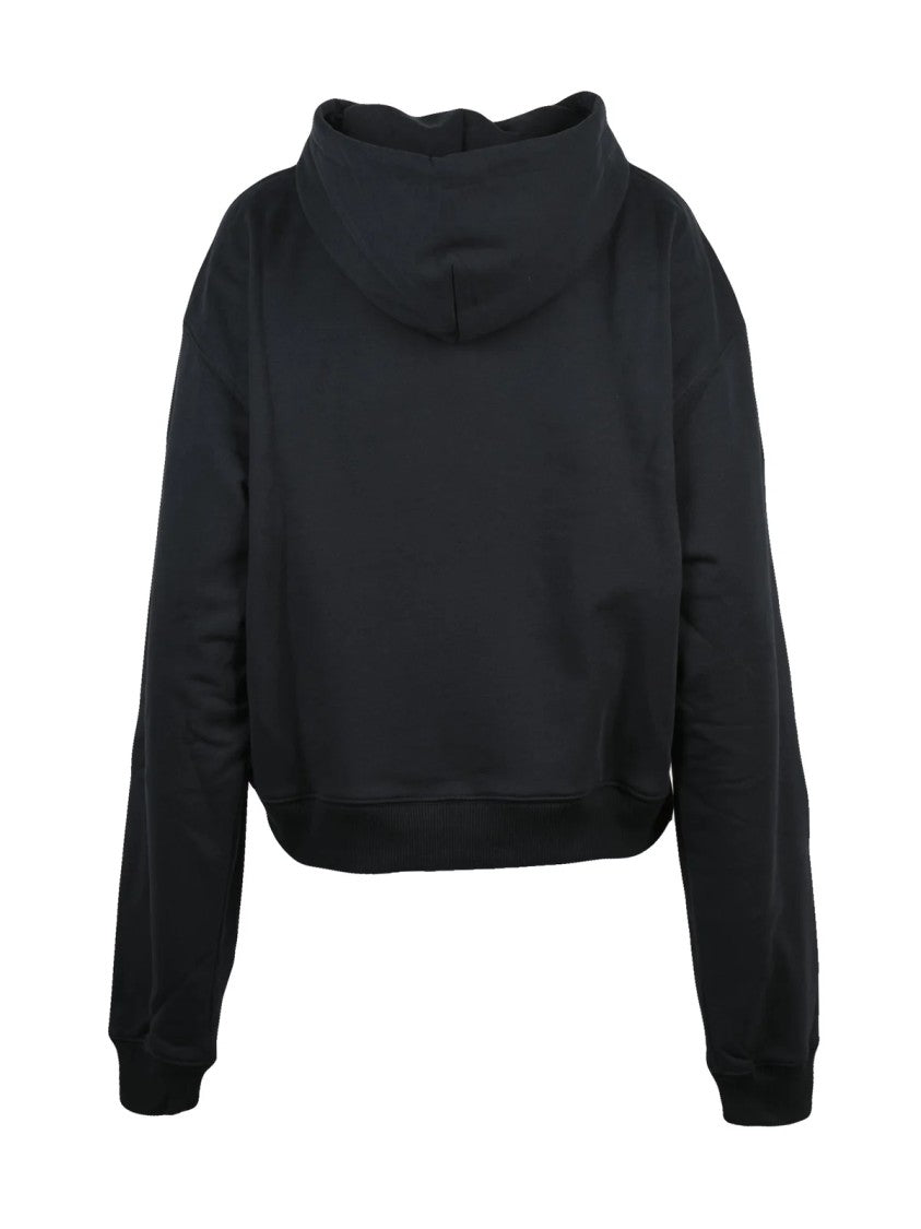 Sky High Farm Black Eye-Catching Rhinestone Cropped Cotton Hoodie