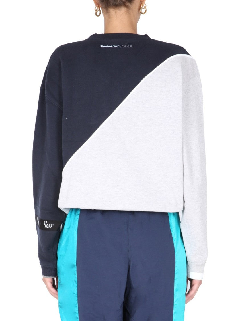 1/Off Color-Block Diagonal Design Crew Neck Sweatshirt