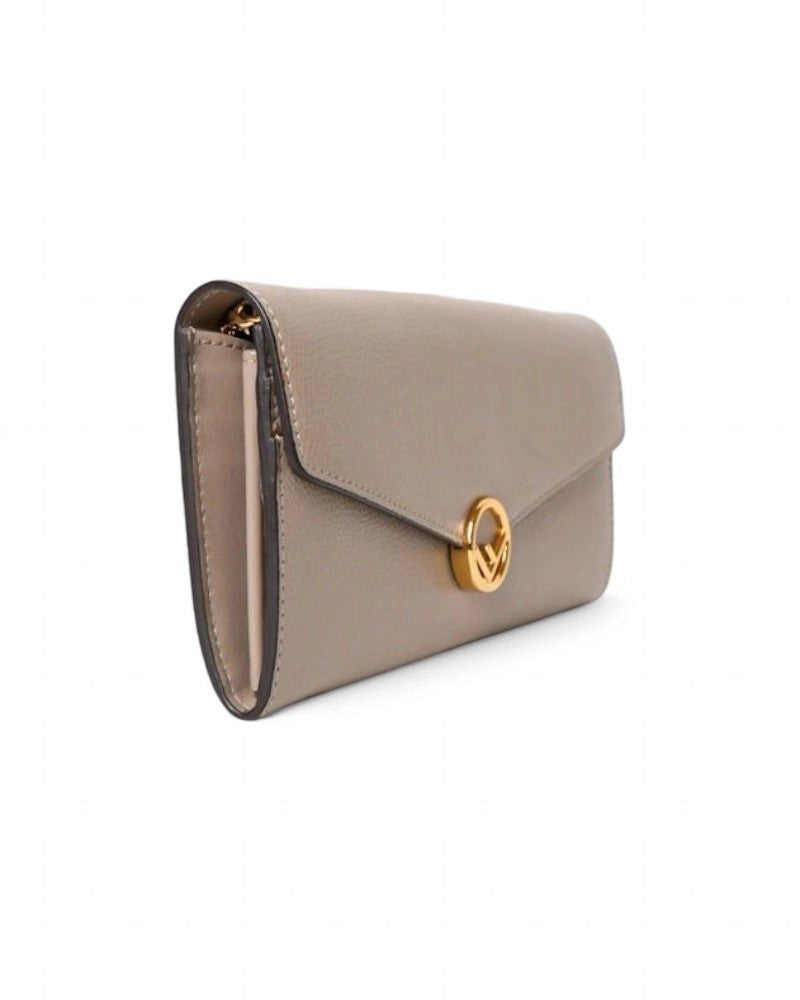 Fendi Continental Wallet In Hammered Leather With Gold Hardware