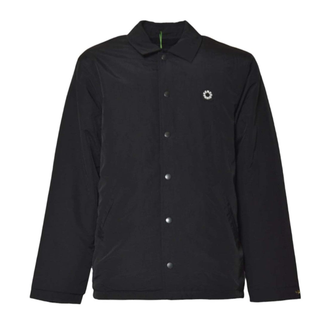 Kenzo Minimalistic Black Coach Jacket With Classic Collar And Snap Closure