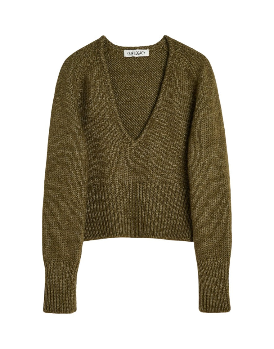 Our Legacy Cropped Brown Knitted Sweater