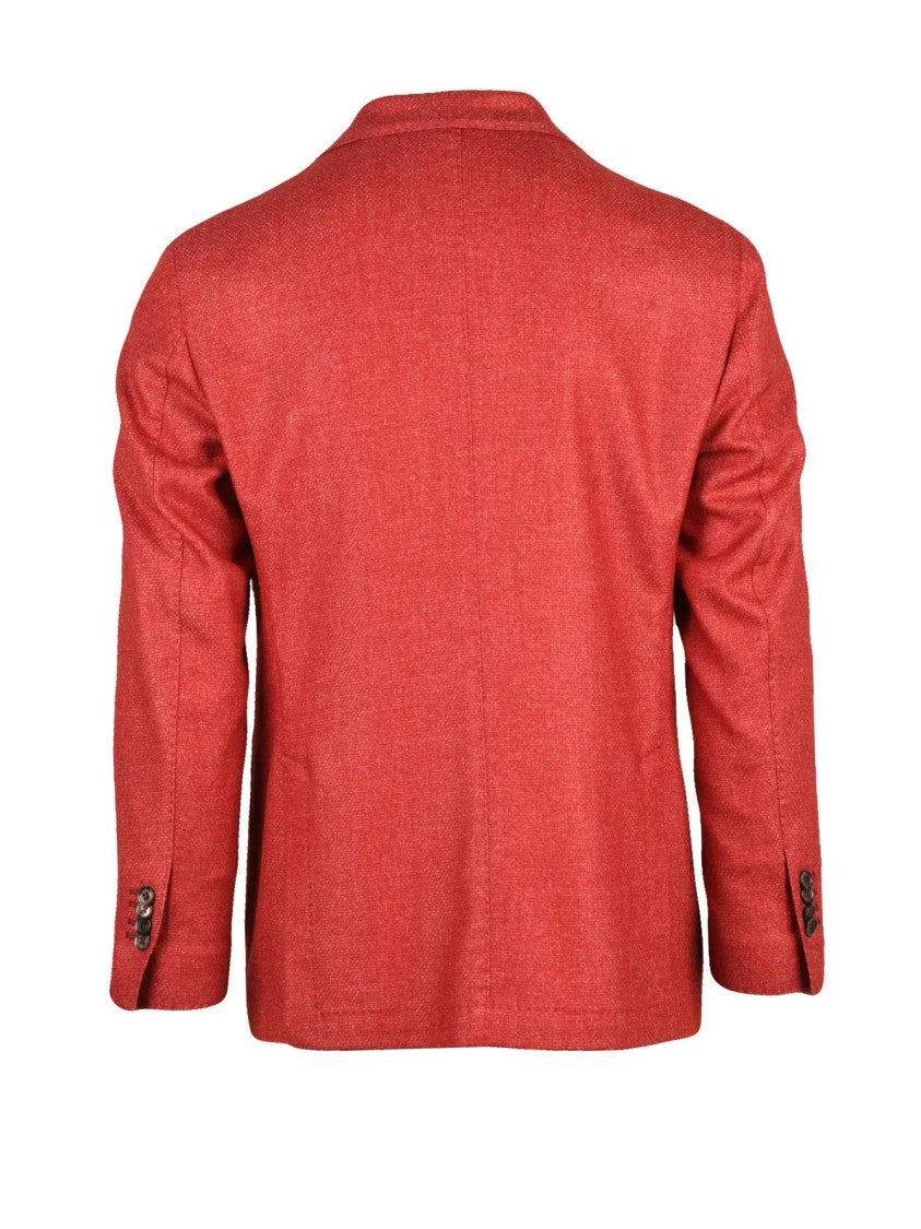 L.B.M. 1911 Modern Fit Red Wool-Blend Jacket With Button Closure And Unlined Interior