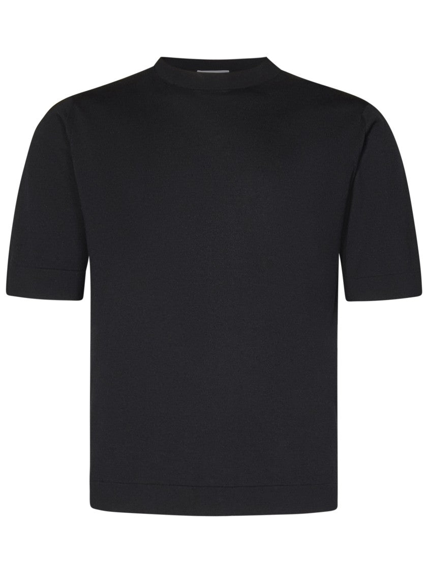 Cruciani Smooth Textured Black Crew Neck T-Shirt