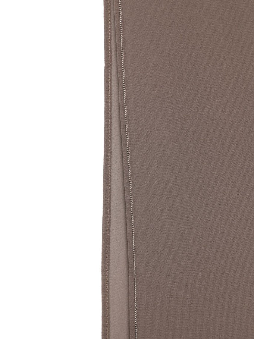Peserico Brown Scarf With Finely Stitched Edges