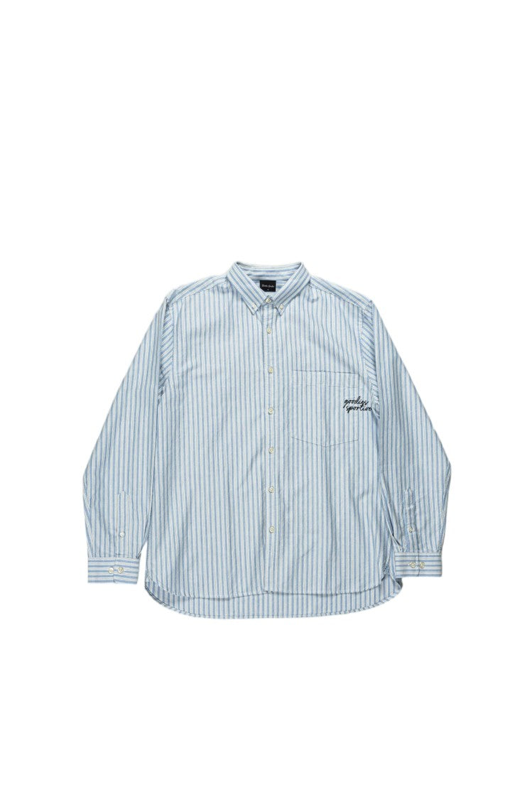 Goodies Sportive Blue White Oxford Striped Cotton Shirt