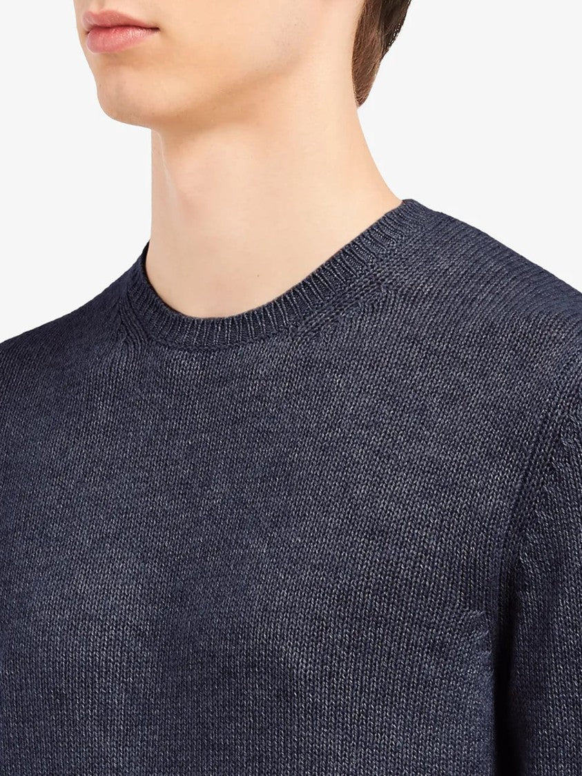 Prada Navy Crew Neck Cashmere Sweater
