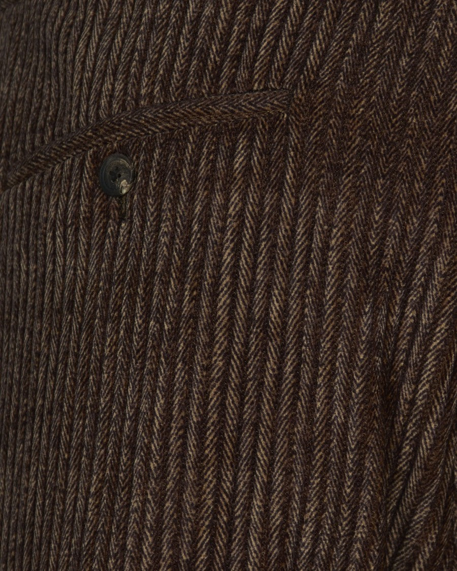 Emporio Armani Regular Fit Textured Brown Stretch Pants