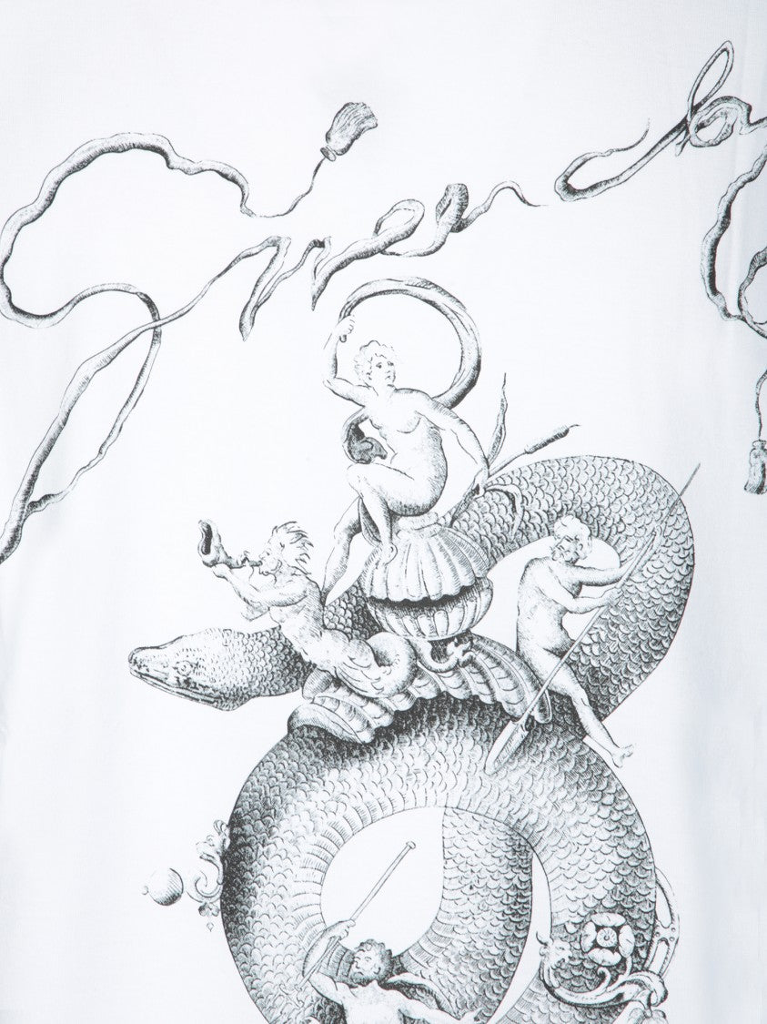 Givenchy White T-Shirt With Snake Print Design