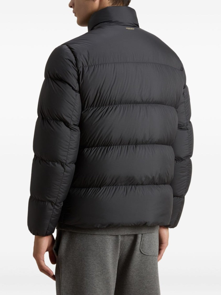 Woolrich Quilted Black Puffer Jacket With High Collar