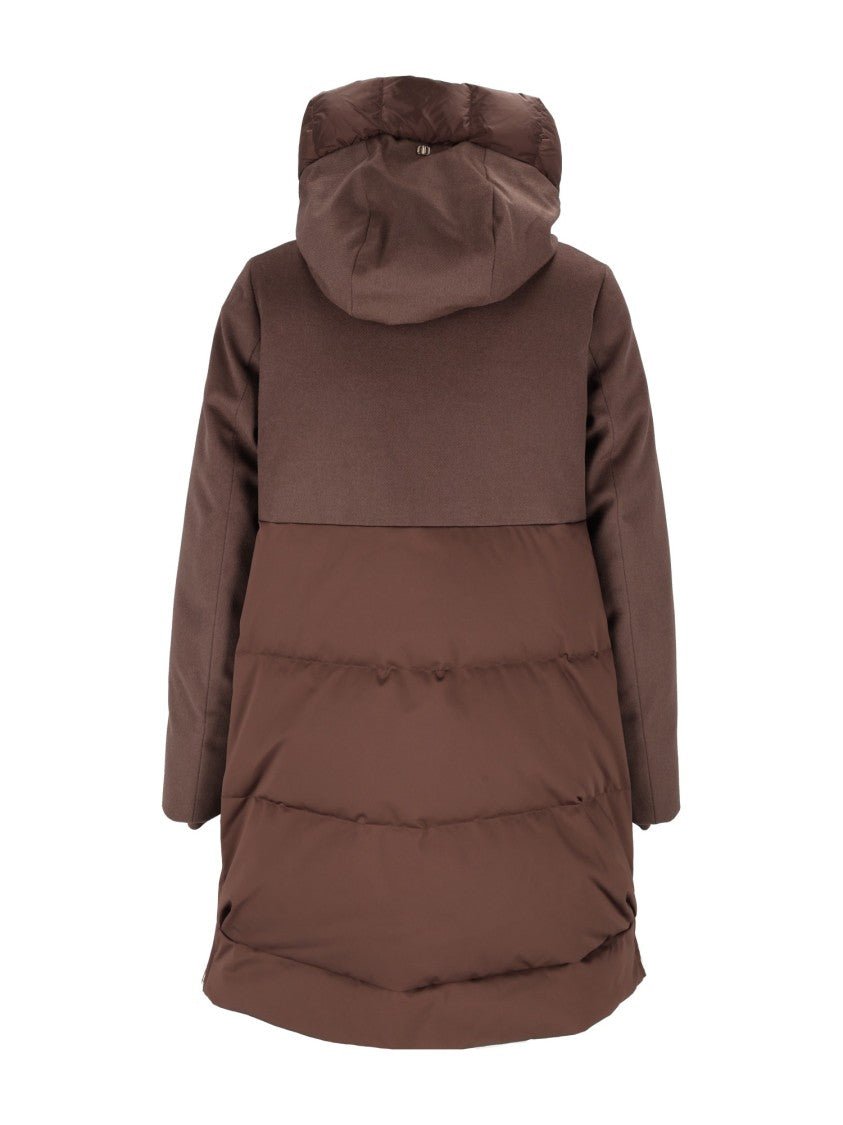 Duno Quilted Hooded Flared Hem Padded Down Jacket