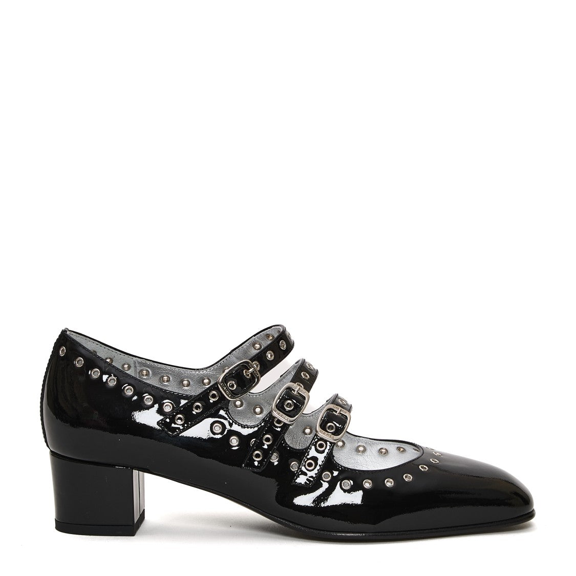 Carel Paris Pump Patent Black Studs Heel 40 Mm