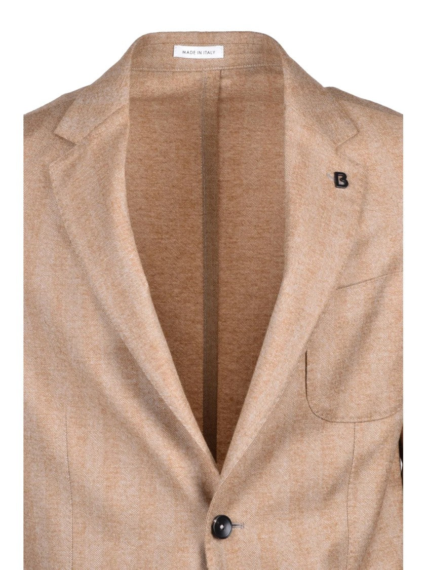 Breras Milano Beige Rounded Virgin Wool Blazer