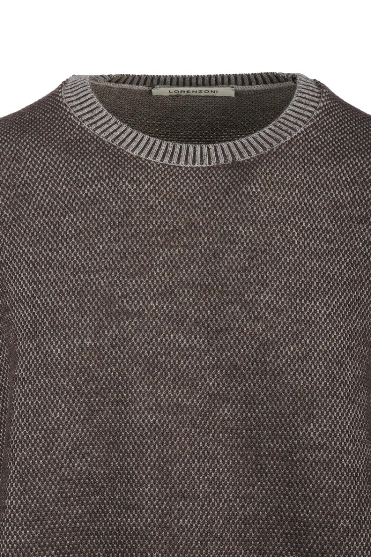 Lorenzoni Virgin Wool Crewneck Sweater Brown