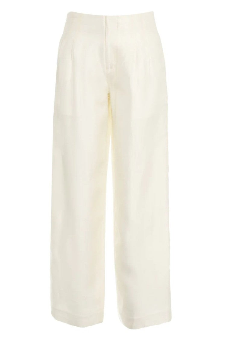 Staud Ivory Pierre Straight-Leg Wool-Blend Formal Pants