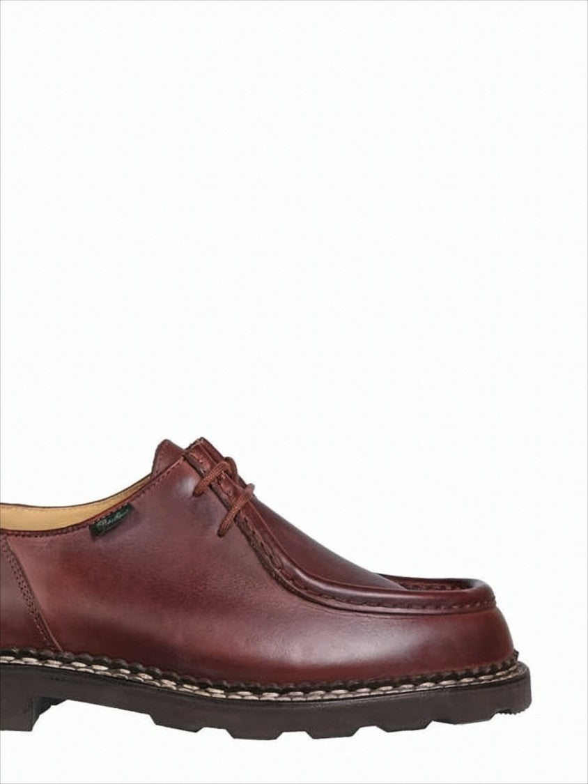 Paraboot Moccasin-Style Brown Calf Leather Loafers With Rubber Sole