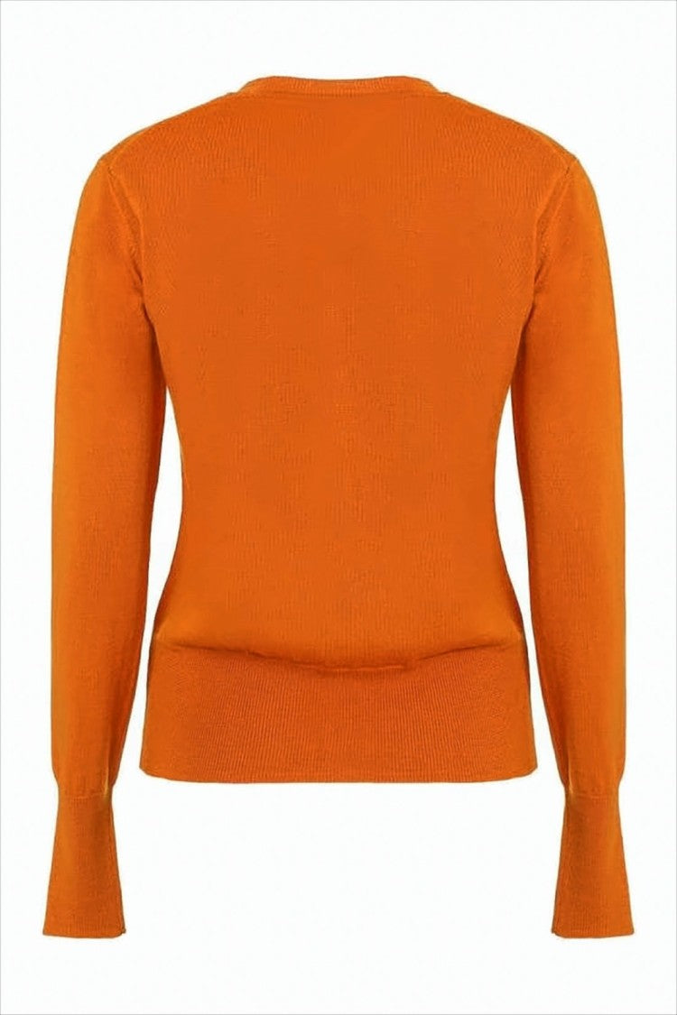 Vivienne Westwood Fitted Orange Wool Cardigan With Round Neckline