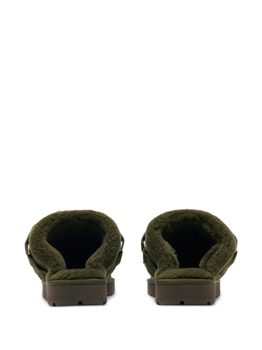 Burberry Chubby Suede Shearling Buckle Mules