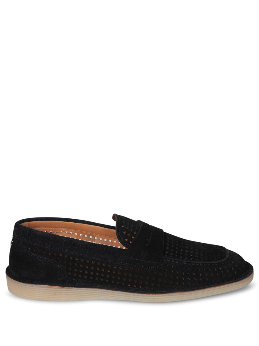 Dolce & Gabbana Perforated Black Calf Leather Loafers