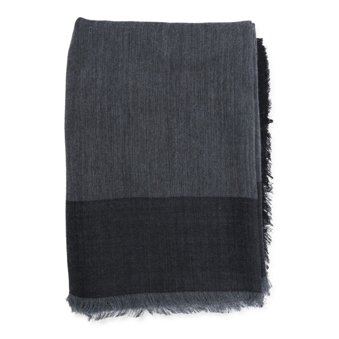 Saint Laurent Black Wool-Silk Fringed Scarf