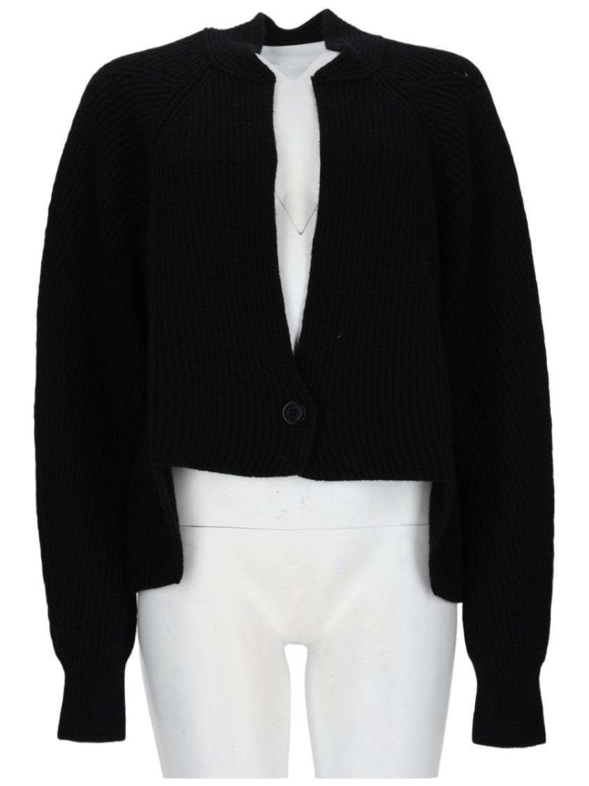 Nude Cropped Ribbed Knit Cardigan With Vertical Texture