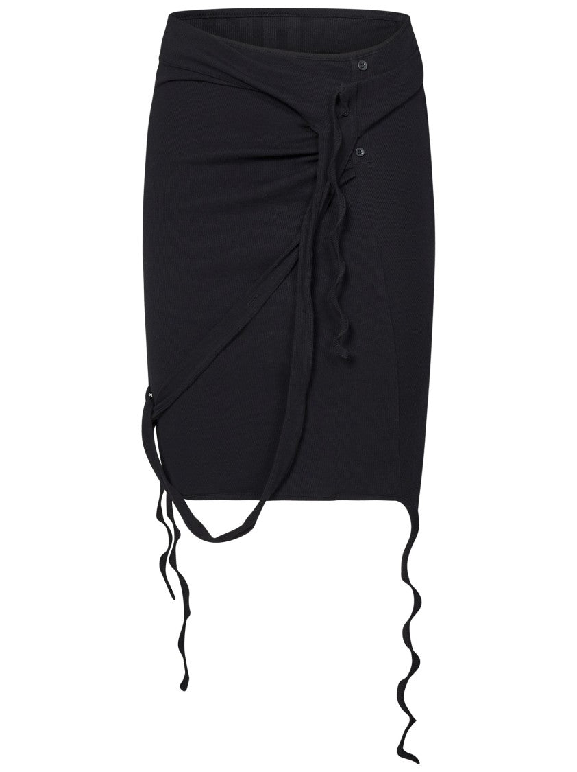 Ottolinger Black Ribbed Stretch Cotton Skirt