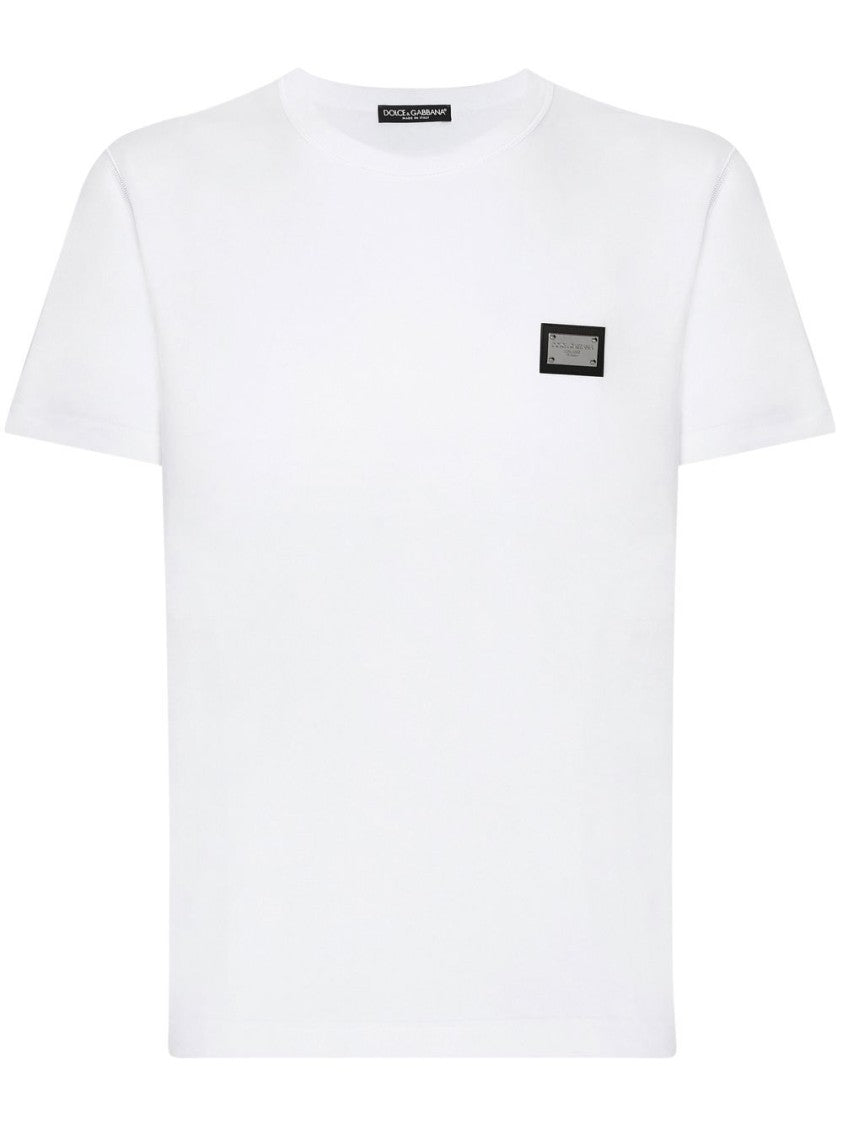 Dolce & Gabbana White T-Shirt With Logo Patch
