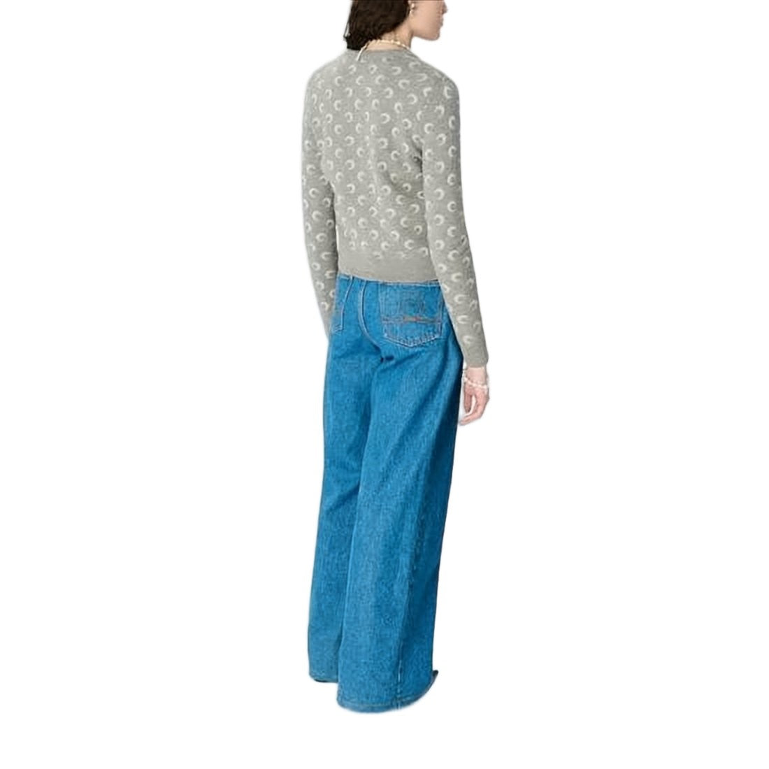 Marine Serre Wide-Leg Denim Trousers With High Waist