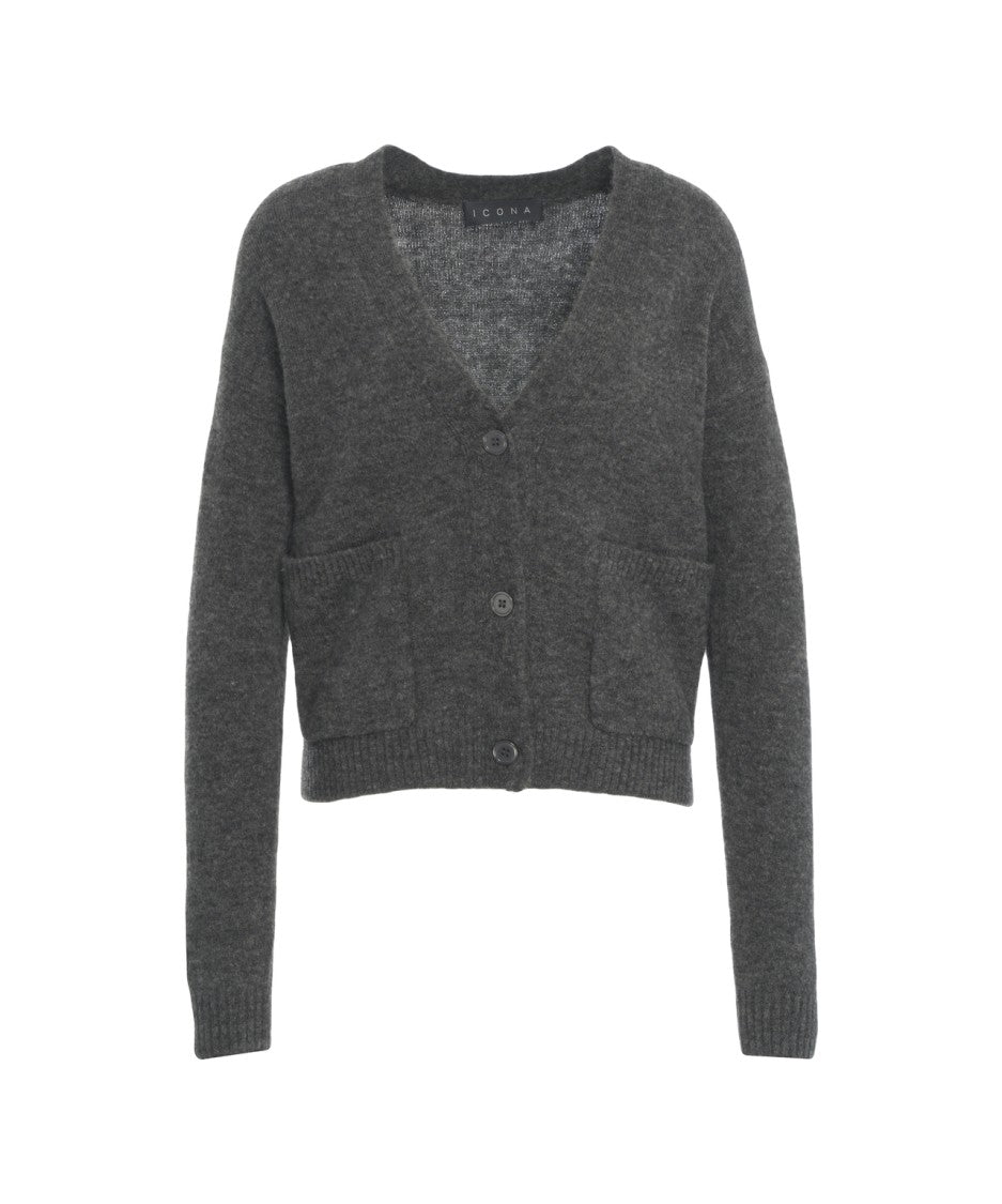 Kaos Cropped Knit Cardigan With Button-Down Front