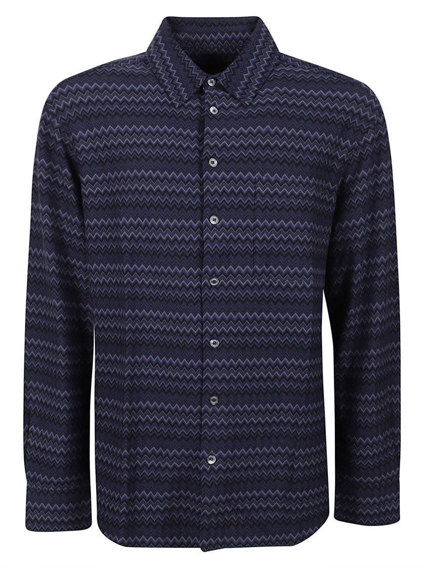 Missoni Chevron Pattern Long-Sleeve Shirt With Pointed Collar