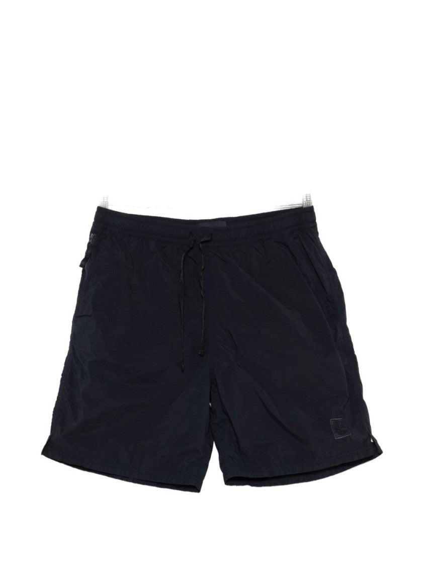Stone Island Relaxed Fit Blue Shorts With Adjustable Waistband And Functional Pockets