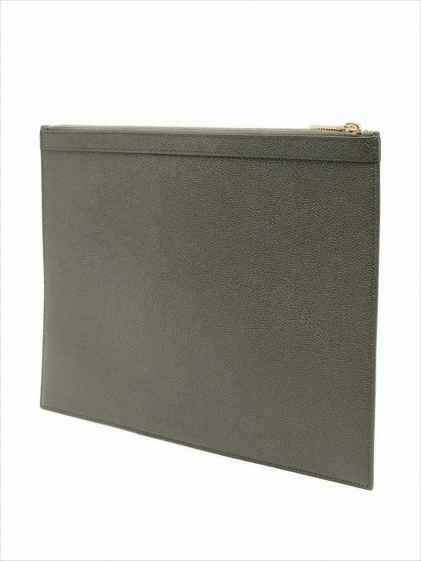 Thom Browne Textured Cow Leather Clutch With Gold-Tone Hardware