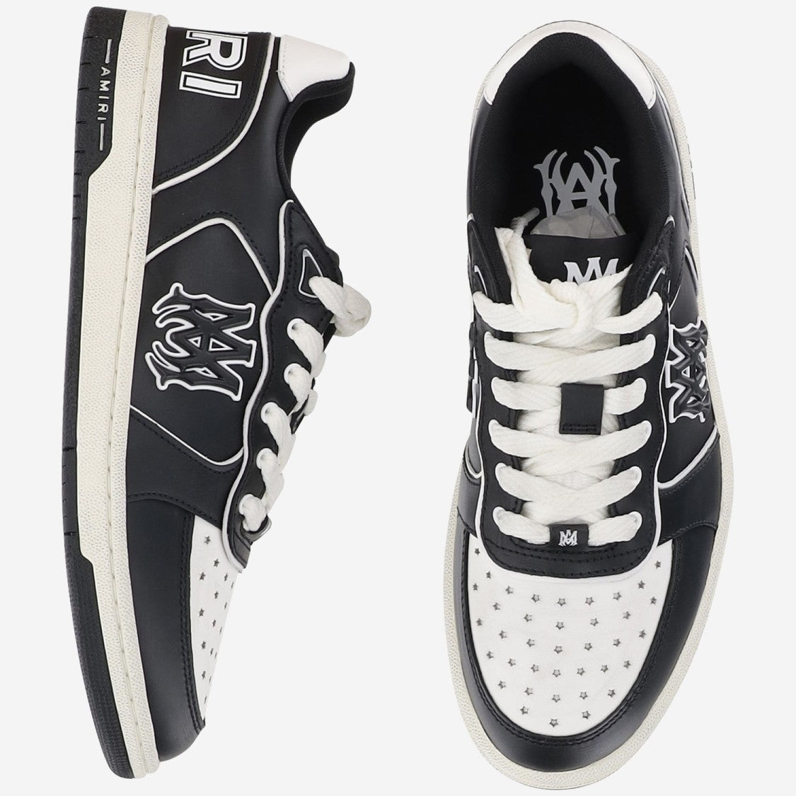 Amiri Low-Top Leather Sneakers With Panel Design And Logo Detailing