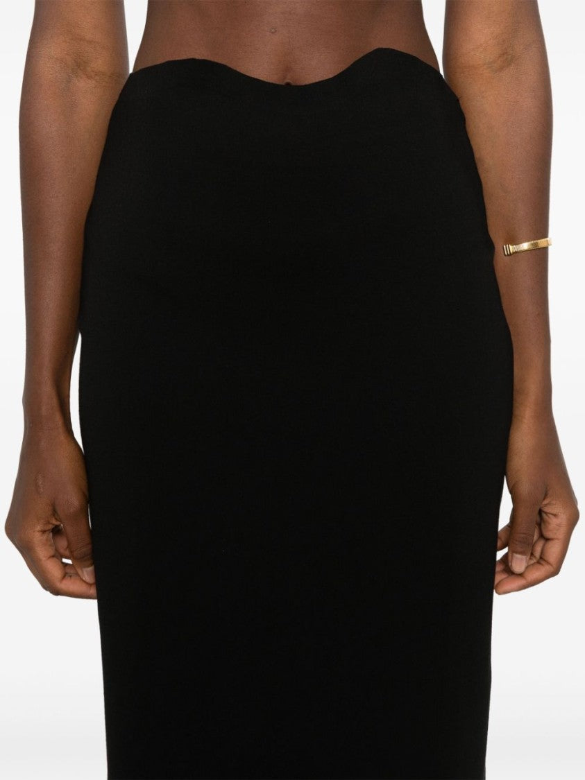 Staud Black Stretch-Design Jersey Logo Skirt