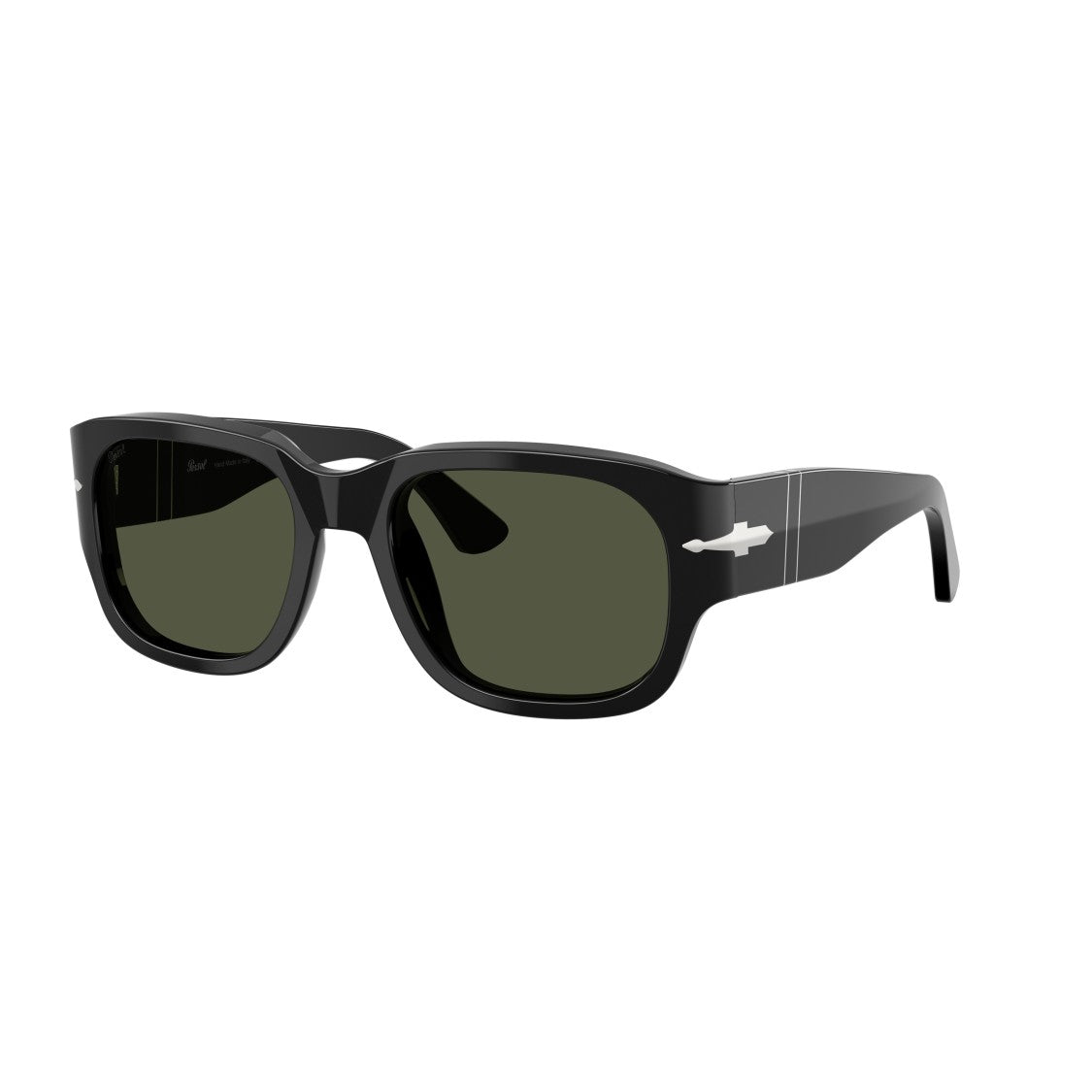 Persol 0Po3380s Rectangular Black Acetate Sunglasses With Silver Arrow Detail