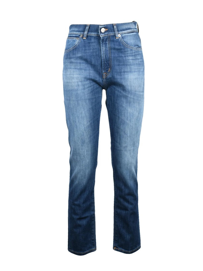 Dondup Blue Daila High Waist Slim Cotton-Blend Jeans